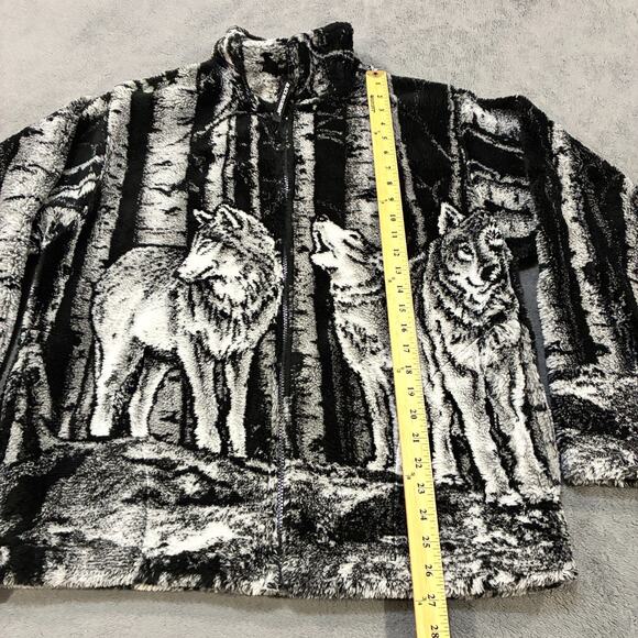 Black Mountain Black White Full Zip Fleece Sweater Jacket Men's Size Medium - Picture 5 of 10